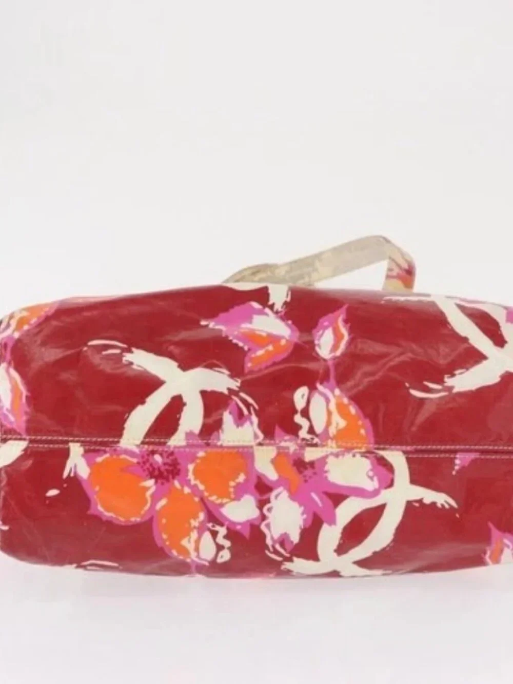 CHANEL Camelia Tote Bag Nylon Red CC Auth 164053